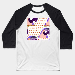 Ara Parrot and Flowers Baseball T-Shirt